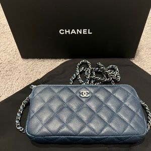 CHANEL DOUBLE WOC IN CAVIAR NAVY BLUE